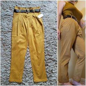 NEW Women's Dress Pants Trousers Ophelia Rose Size 4 Tan Cotton Canvas with Belt